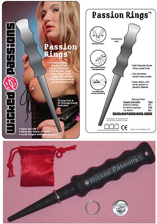 102R Passion Nipple Rings, Non Piercing  - Risque Package Style