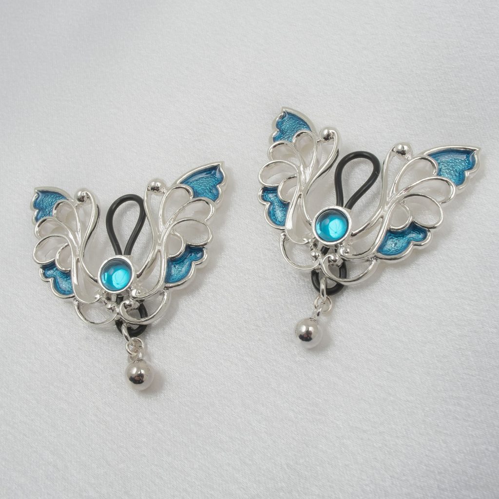 AS105 Silver Butterfly Non-Piercing Nipple Ring Jewelry